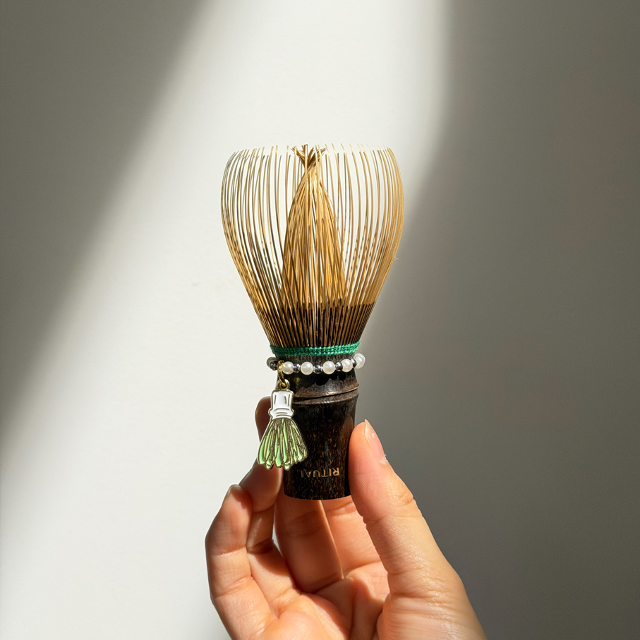 Matcha Whisk with charm attached